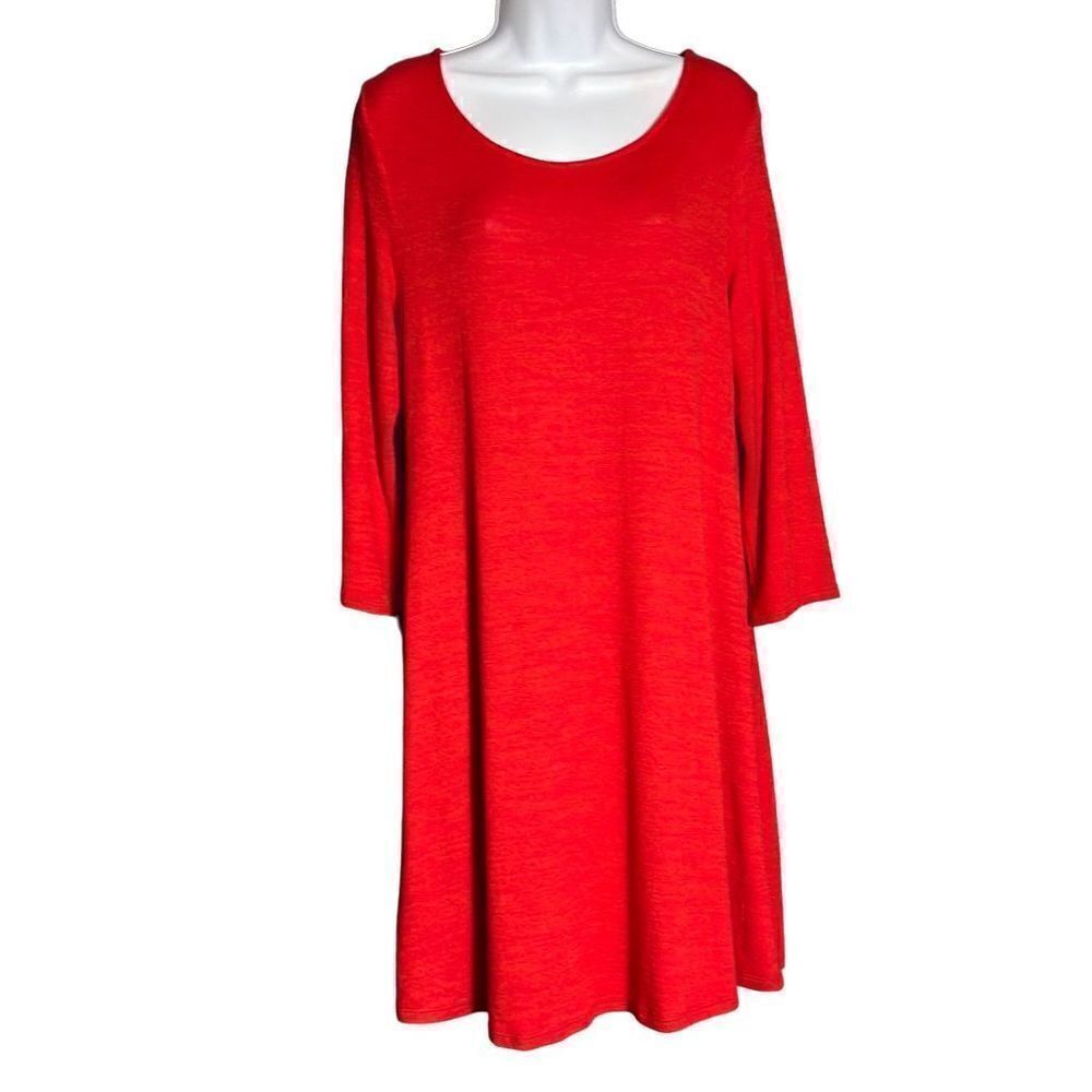Apt.9 Women Scoop Neck Red Long Sleeve Loose Long Dress Size M